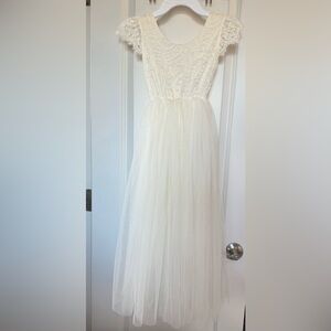 Elegant Cream Lace Kids Dress